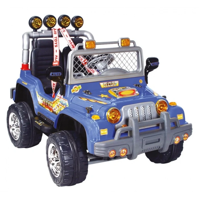 Çift Kişilik Mega Akülü Araba Mavi - 12 Volt İki Kişilik Akülü Araba Akülü JEEP - Mega Off Road Turbo Jeep