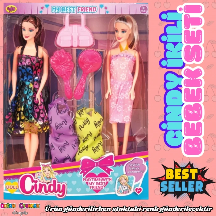 Cindy Aksesuarlı İkili Bebek - Barbie Oyuncak Bebek - Barbie Bebek - Bebek Oyun Evleri İçin Bebek - İkili Bebek Seti