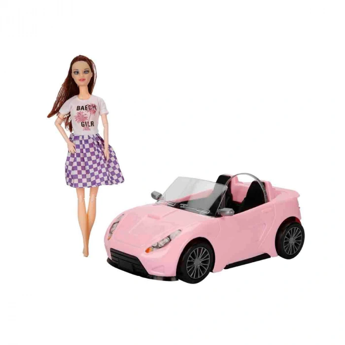 Cindy Doll Bebekli Arabası Pembe - Oyuncak Arabalı Bebek - Barbie Arabası - Bebekli Barbie Arabası - Oyuncak Araç