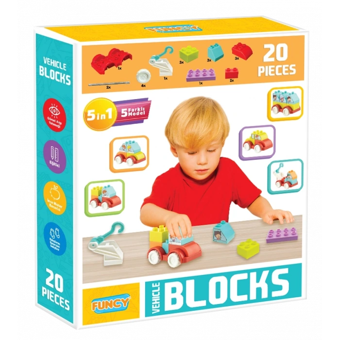 Creative Blok 20 Parça Araç Seti - Slide Blocks - Lego Oyuncakları - Yaratıcı Top Oyunu - Creative Lego