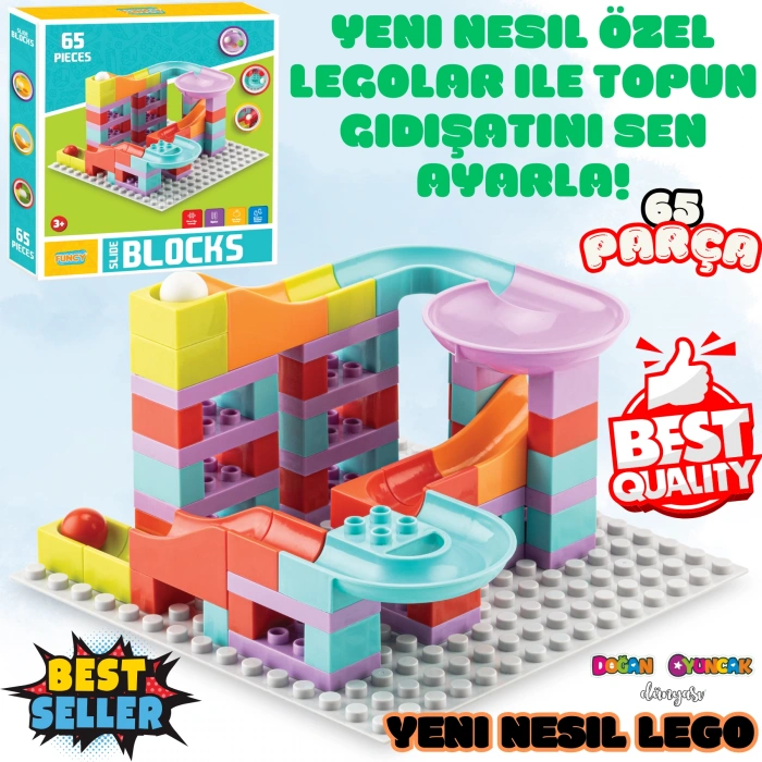Creative Blok 65 Parça - Slide Blocks 65 Parça - Lego Oyuncakları - Yaratıcı Top Oyunu - Creative Lego