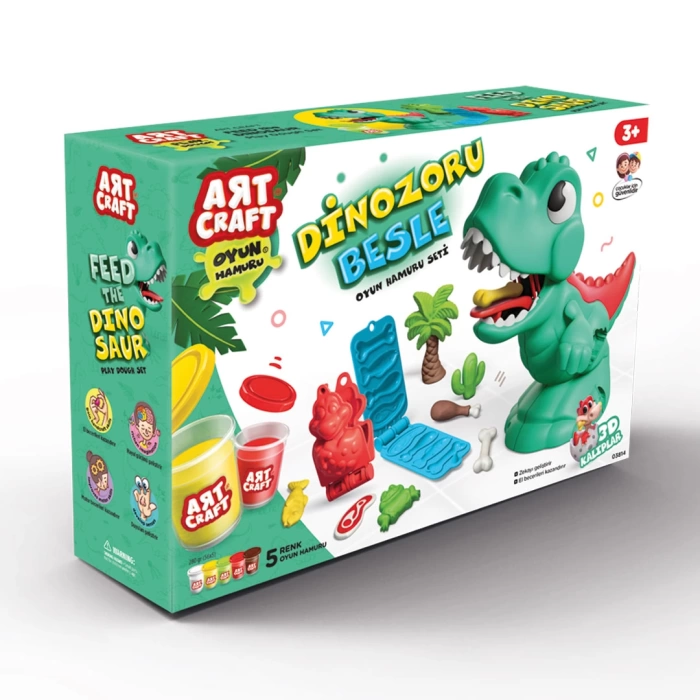 Dinozor Oyun Hamur Seti 280 Gr. - Oyun Hamuru Seti - Hamur Setleri - Hamur Kalıpları - Dino Hamur