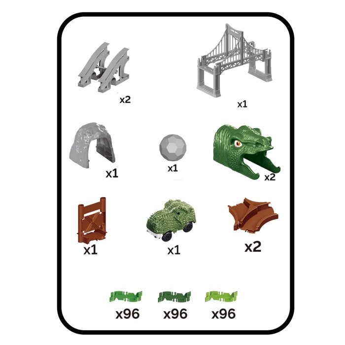 Dinozor Trucks 288 Parça Raylı Pist - Raylı Araç Oyuncak - Tren Oyuncak - Renkli Araç Yolu - Dino Trucks