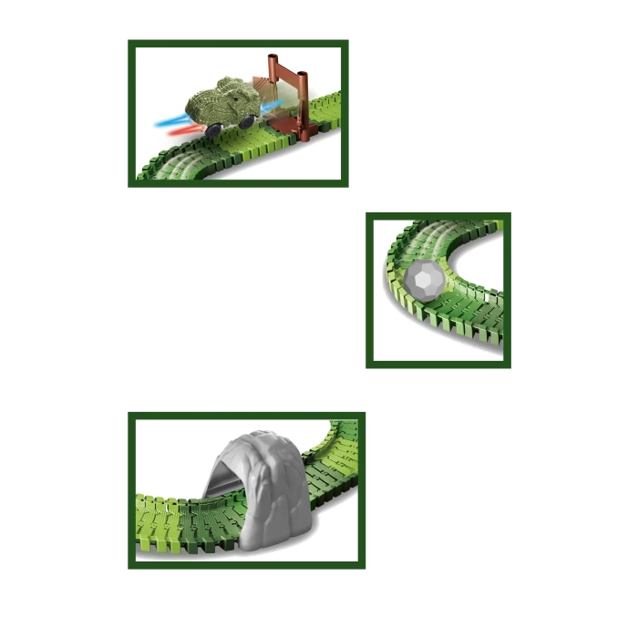 Dinozor Trucks 96 Parça Raylı Pist - Raylı Araç Oyuncak - Tren Oyuncak - Renkli Araç Yolu - Dino Trucks