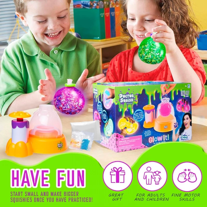 Doctor Squish Maker Station Neon, Parlak Simli Sukuşi Yapım Seti - Slime Yapma Seti - Doktor Sukuşi - Sukuşi Yap Oyuncak