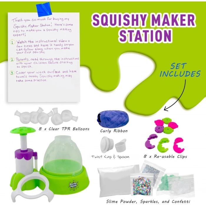 Doctor Squish Maker Station, Parlak Simli Sukuşi Yapım Seti - Slime Yapma Seti - Doktor Sukuşi - Sukuşi Yap Oyuncak