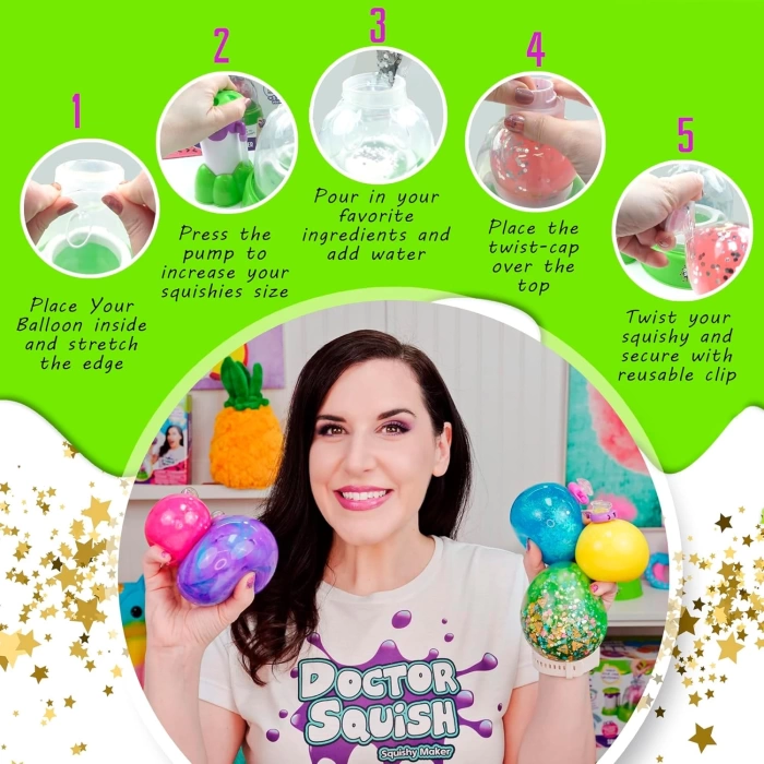 Doctor Squish Pack Refill Neon, Yedek Paket Parlak Simli Sukuşi Yapım Seti - Doktor Sukuşi - Sukuşi Yap Oyuncak