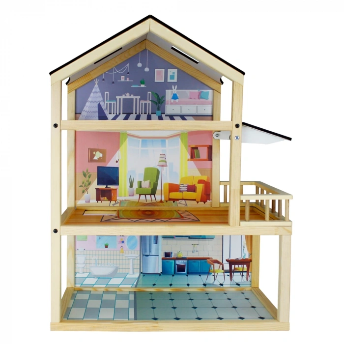 Doğal Ahşap Oyun Evi - Ahşap Tatil Evi - Merdivenli Oyun Evi - Ahşap Ev - Ahşap Oyun Evi