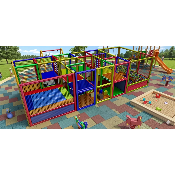 Double Oyun Havuzu ve Trambolin - Sünger Soft Play Top Havuzu Çocuk Oyun Alanı