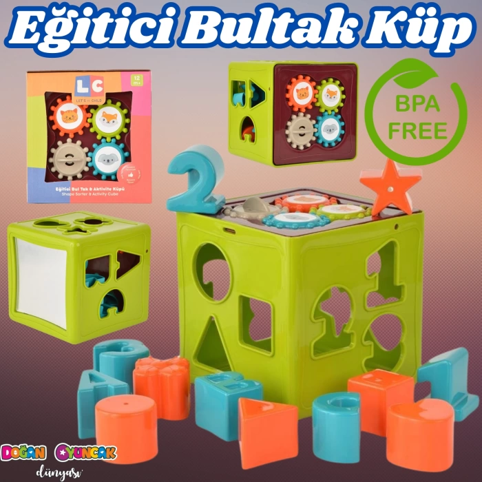 Eğitici Bultak Küp - Şekil Yerleştime Oyunu - Kırılmaz Oyuncak - Montessori Oyuncak - Bul-Tak Küp Oyuncak