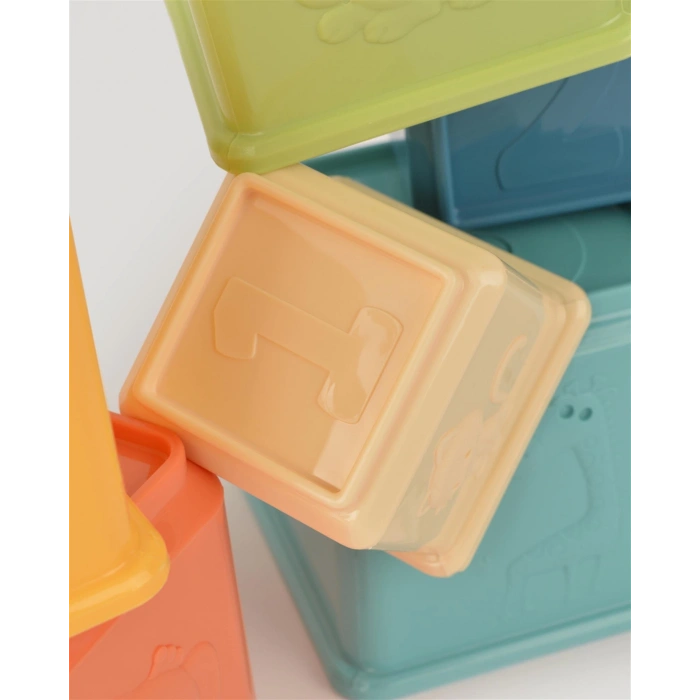 Eğitici Kare Renkli Kaplar - Üst Üste Dizme Oyunu - Kırılmaz Oyuncak - Kırılmaz Bebek Oyuncak - Kutu Dizme Oyunu
