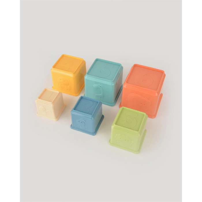 Eğitici Kare Renkli Kaplar - Üst Üste Dizme Oyunu - Kırılmaz Oyuncak - Kırılmaz Bebek Oyuncak - Kutu Dizme Oyunu