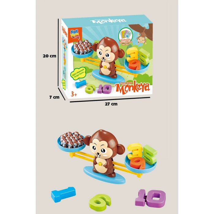 Eğitici Maymun Denge Oyunu - İşlem Kartlı Matematik Öğretici Oyun Seti - Eğitici Matematik Oyunu - Ağırlık