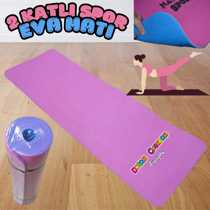 Eva Matı Egzersiz Matı 180 x 60 cm. 2 Katlı Egzersiz Halısı - Spor Minderi - Spor Oyuncakları