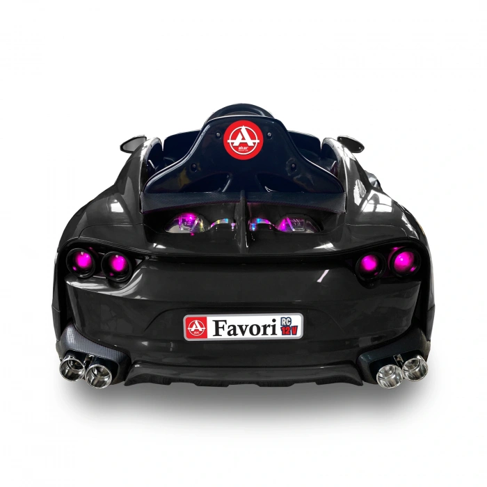 Favori GT Siyah Uzaktan Kumandalı 4X2 12 Volt Akülü Araba - RC Ferrari Akülü Araba