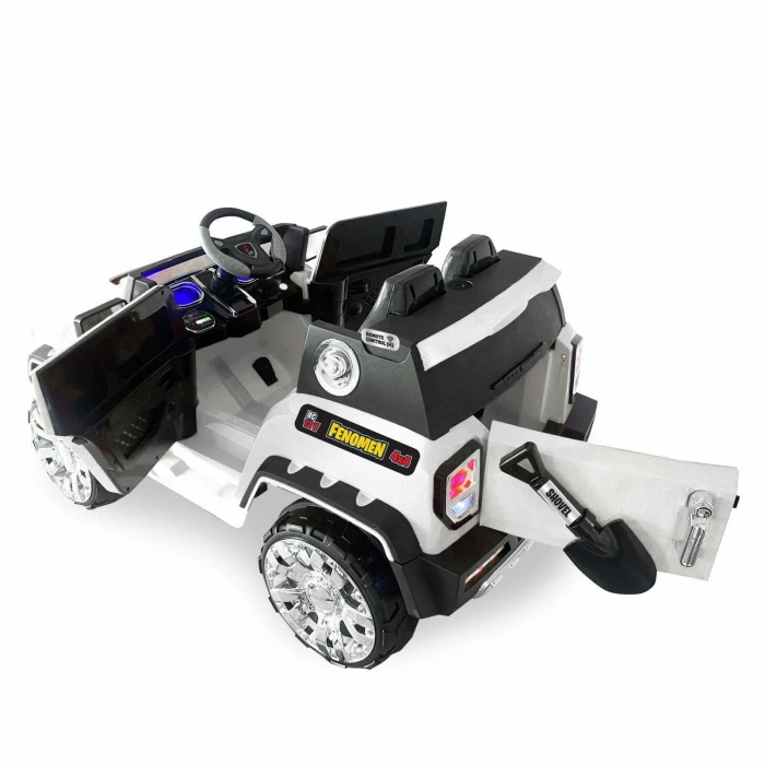 Fenomen Beyaz Uzaktan Kumandalı 4X4 12 Volt Çift Kişilik Akülü Araba - RC Jeep 4x4 Akülü Araba