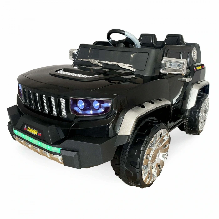 Fenomen Siyah Uzaktan Kumandalı 4X4 12 Volt Çift Kişilik Akülü Araba - RC Jeep 4x4 Akülü Araba