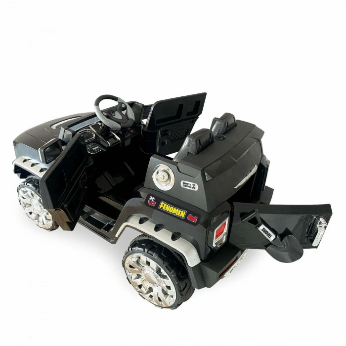 Fenomen Siyah Uzaktan Kumandalı 4X4 12 Volt Çift Kişilik Akülü Araba - RC Jeep 4x4 Akülü Araba