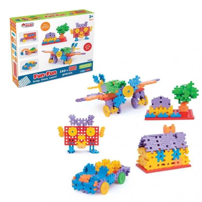 FunFun Puzzle (160 Parça) - Lego Setleri - Geometrik Oyuncak - Fun-Fun - Kare Bloklar