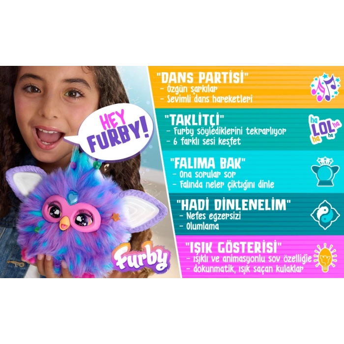 Furby Mercan Renkli İnteraktif Pelüş Oyuncak - Furby Peluşu - Furby Oyuncak Peluş - Konuşan Furby Oyuncak