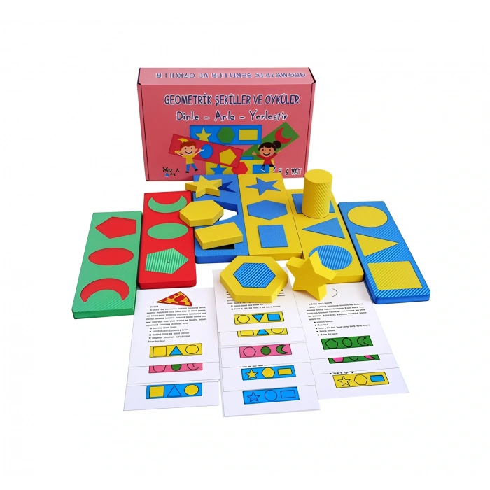 Geometrik Şekiller ve Öyküler - Şekilleri Tamamlama Oyunu - Konuşma Etkinliği Otizim Kartları