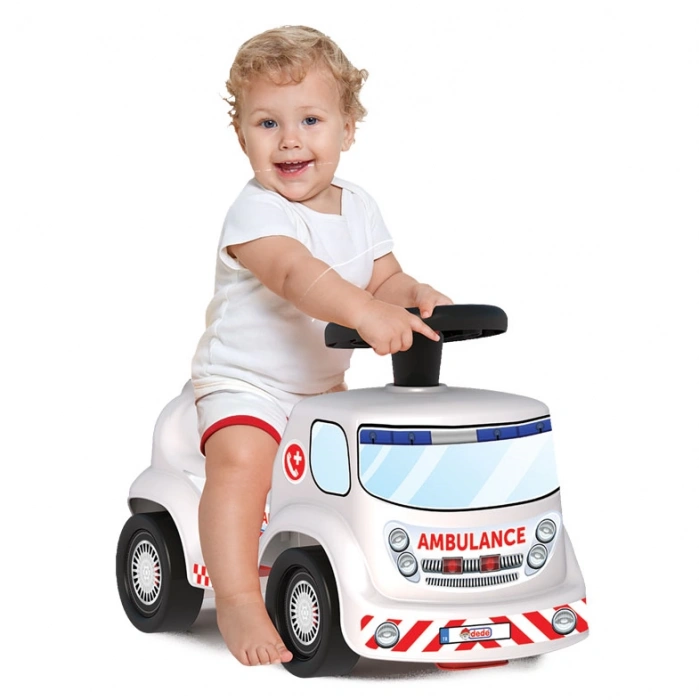 Go Hero Ambulans Arabası - Binmeli Araba İlk Arabam - Çocuk Arabası - İlk Adım Arabası - 4 Teker Araç