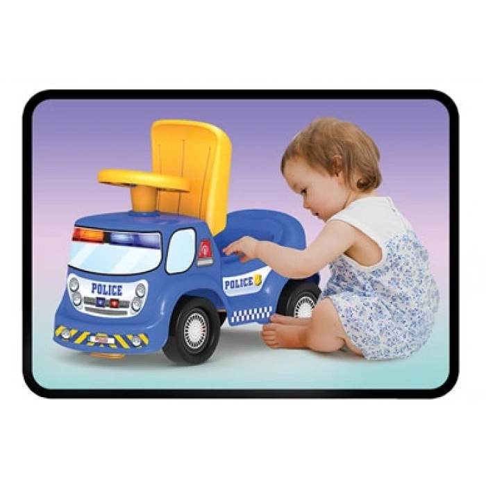 Go Hero Polis Arabası - Binmeli Araba İlk Arabam - Çocuk Arabası - İlk Adım Arabası - 4 Teker Araç