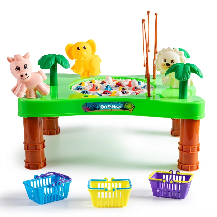 Hayvanat Bahçesi Mıknatıslı Balık Oyunu - Pilli Müzikli Balık Tutma Oyunu - Şarkılı Manyetik Eğitici Balık Yakalama Oyunu