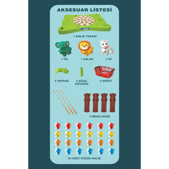 Hayvanat Bahçesi Mıknatıslı Balık Oyunu - Pilli Müzikli Balık Tutma Oyunu - Şarkılı Manyetik Eğitici Balık Yakalama Oyunu