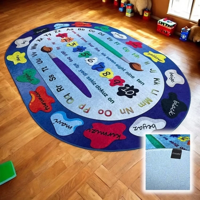 İngilizce - Türkçe Eğitici Çocuk Halısı 200x290 cm. - İngilizce - Türkçe Eğitici Anaokulu Halısı - İngilizce - Türkçe Eğitici Kreş Halısı - İngilizce - Türkçe Eğitici Oyun Halısı