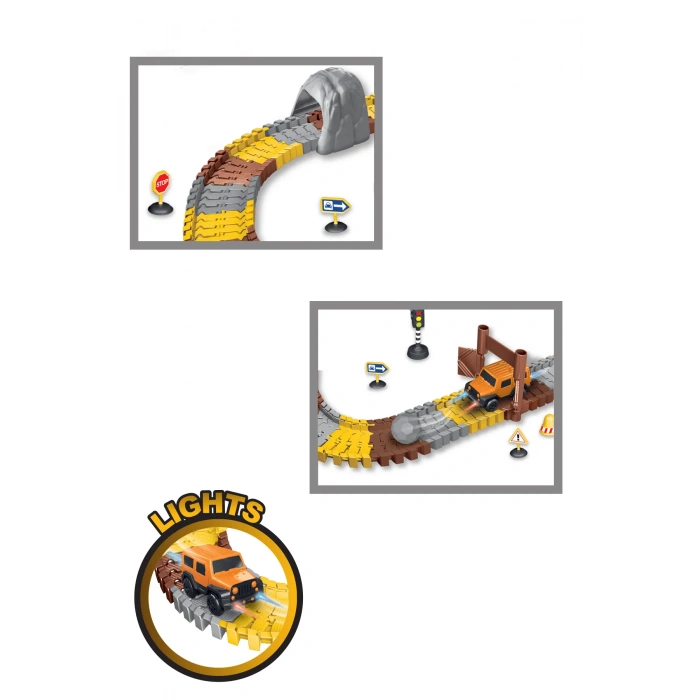 İnşaat Trucks 96 Parça Raylı Pist - Raylı Araç Oyuncak - Tren Oyuncak - Renkli Araç Yolu - İnşaat Seti