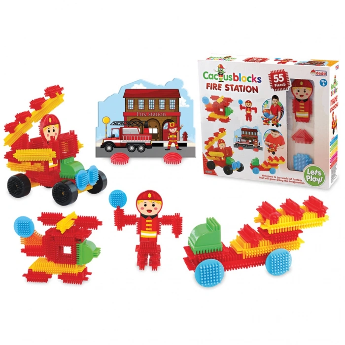 İtfaiye Kaktüs Bloklar (55 Parça) - Kaktüs Oyuncak - Lego Seti - Kaktüs Lego - Taraklı Lego