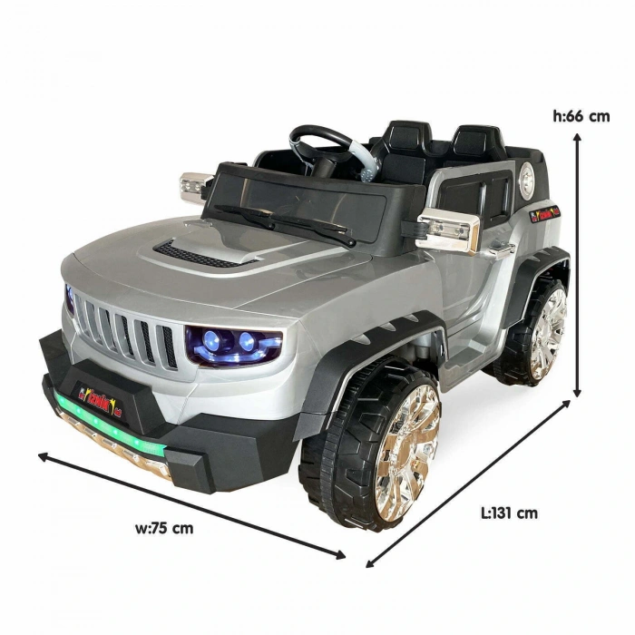 İznik Gri Uzaktan Kumandalı 4X2 12 Volt Akülü Araba - RC Jeep Akülü Araba