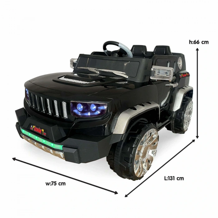 İznik Siyah Uzaktan Kumandalı 4X2 12 Volt Akülü Araba - RC Jeep Akülü Araba