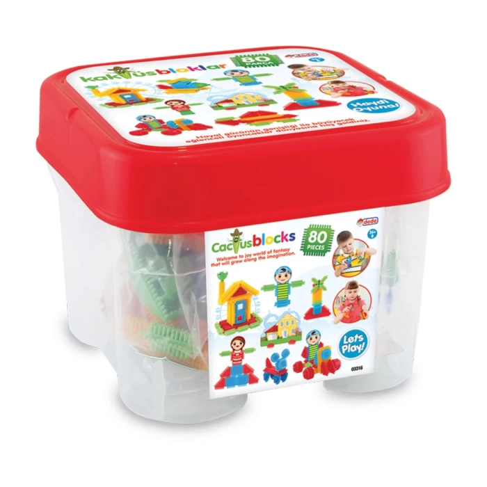 Kaktüs Bloklar (80 Parça) - Kaktüs Oyuncak - Lego Seti - Kaktüs Lego - Taraklı Lego
