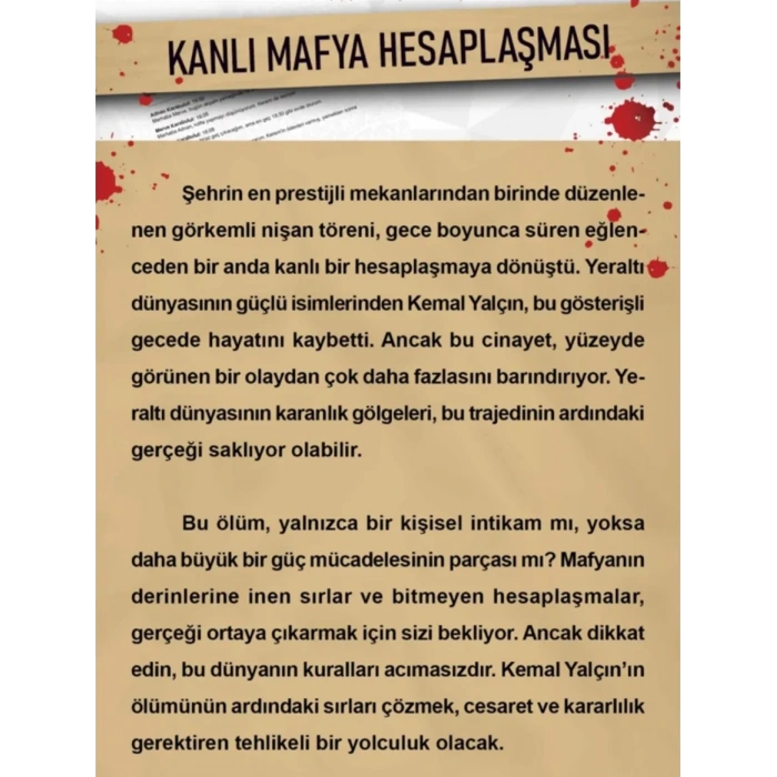 Kanlı Mafya Hesaplaşması Dedektif Oyunu - Dava Çözme Oyunu - Suç Çözme Oyunu - Cinayet Oyunu Cinayet Çözme
