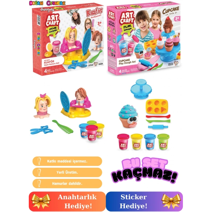 Kuaför ve Kap Kek Oyun Hamur Seti - Oyun Hamuru Seti - Hamur Setleri - Berber Hamur ve Yemek Hamur