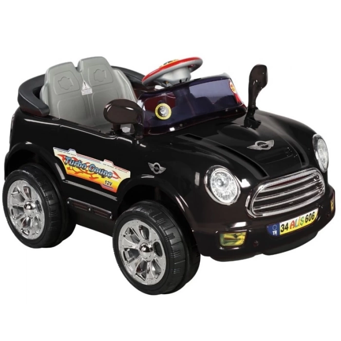 Kumandalı Mini Cooper Akülü Araba Siyah - Kumandalı 12 Volt Tek Kişilik Akülü Araba Akülü JEEP - Turbo Coupe Akülü Araba