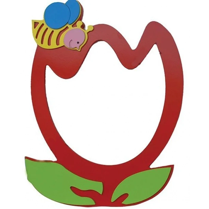 Lale Lavabo Aynası - Anaokulu Lavabo Aynası - Ahşap Ayna - Okul İçin Ayna