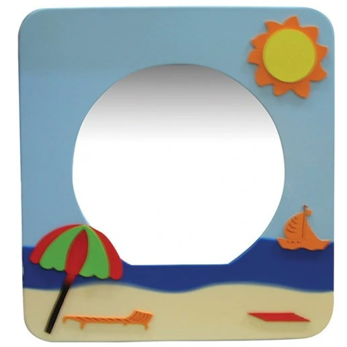 Yaz Mevsimi Lavabo Aynası - Anaokulu Lavabo Aynası - Ahşap Ayna - Okul İçin Ayna
