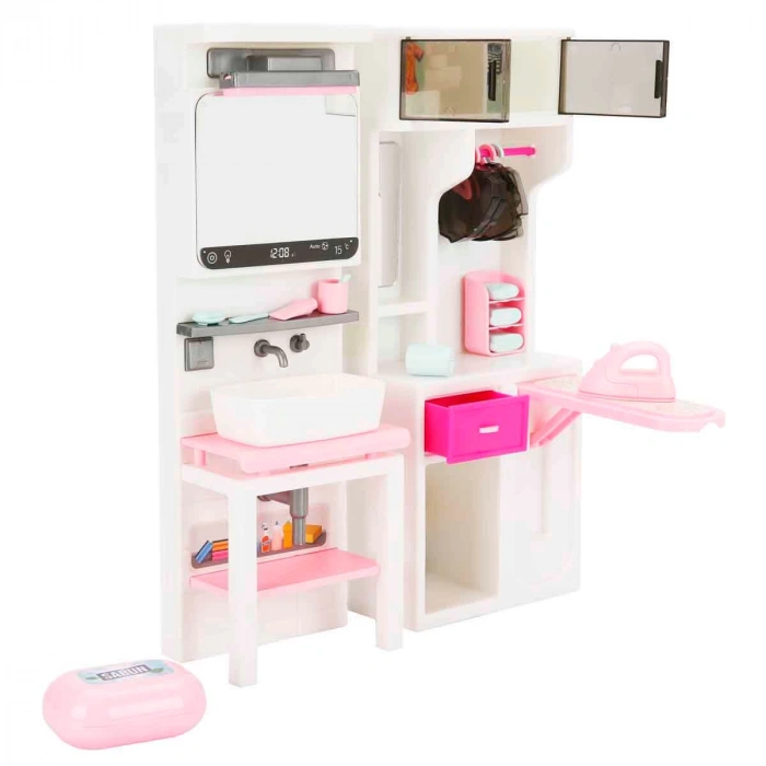 Lavabo ve Ütü Masası Banyo Seti - Modern Banyo Seti - Minyatür Ev Oyuncak Seti - Banyo Oyuncak Seti - Lavabo, Ütü Masası Oyuncak