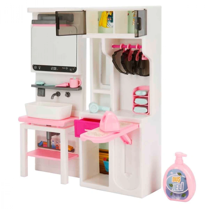 Lavabo ve Ütü Masası Banyo Seti - Modern Banyo Seti - Minyatür Ev Oyuncak Seti - Banyo Oyuncak Seti - Lavabo, Ütü Masası Oyuncak