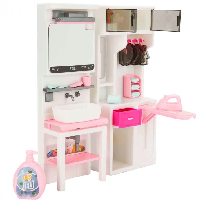 Lavabo ve Ütü Masası Banyo Seti - Modern Banyo Seti - Minyatür Ev Oyuncak Seti - Banyo Oyuncak Seti - Lavabo, Ütü Masası Oyuncak