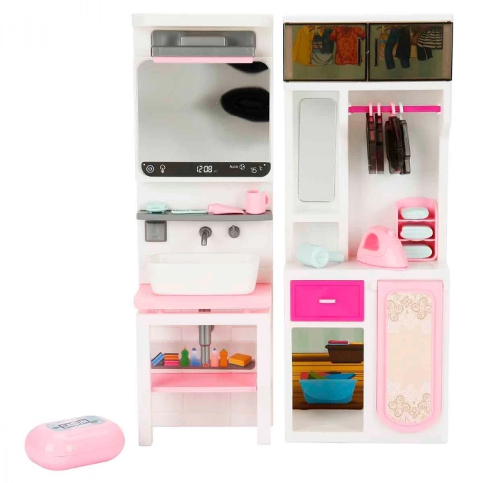Lavabo ve Ütü Masası Banyo Seti - Modern Banyo Seti - Minyatür Ev Oyuncak Seti - Banyo Oyuncak Seti - Lavabo, Ütü Masası Oyuncak