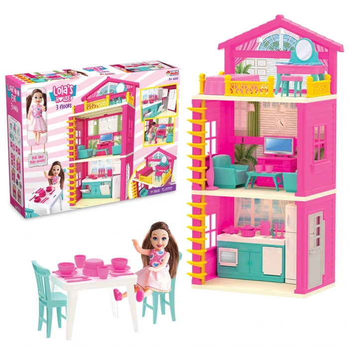 Lolanın 3 Katlı Evi - Ev Oyuncak - Lolanın 3 Katlı Ev Seti - Barbie Ev Seti