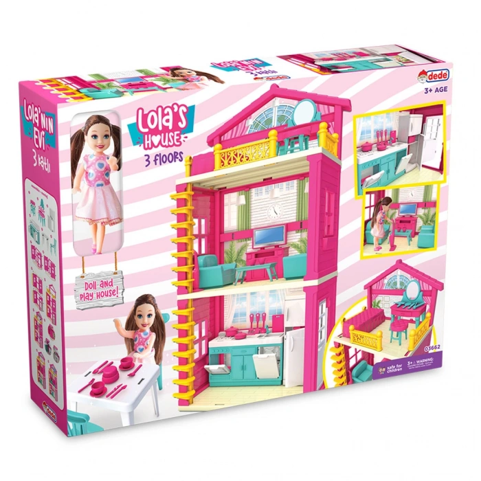 Lolanın 3 Katlı Evi - Ev Oyuncak - Lolanın 3 Katlı Ev Seti - Barbie Ev Seti