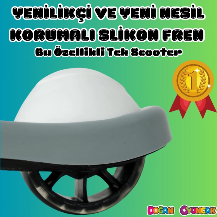 Lupa Katlanabilir Işıklı 3 Tekerlekli Gri Scooter - Işıklı Scooter - Slikon Teker Scooter - Çocuk Scooter - İttir Git