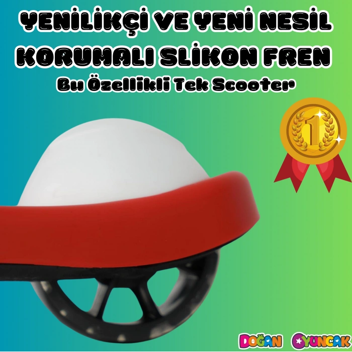 Lupa Katlanabilir Işıklı 3 Tekerlekli Kırmızı Scooter - Işıklı Scooter - Slikon Teker Scooter - Çocuk Scooter - İttir Git