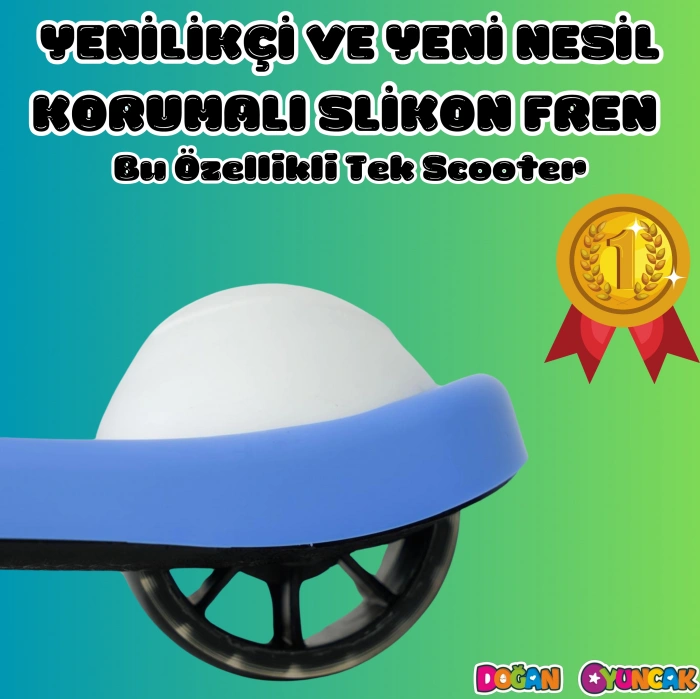 Lupa Katlanabilir Işıklı 3 Tekerlekli Mavi Scooter - Işıklı Scooter - Slikon Teker Scooter - Çocuk Scooter - İttir Git