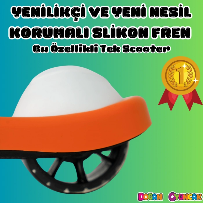 Lupa Katlanabilir Işıklı 3 Tekerlekli Turuncu Scooter - Işıklı Scooter - Slikon Teker Scooter - Çocuk Scooter - İttir Git